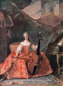 Madame Henriette de France w kostiumie dworskim grająca na basie, 1754. autorstwa Jean Marc Nattier