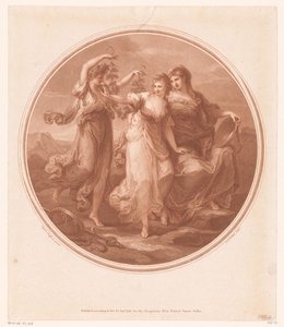 Beauty (Bellezza) doradzana przez Prudence (Prudentia), odrzuca pokusy szaleństwa (Pazzia) autorstwa Jean Marie Delattre