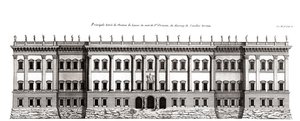 Luwr w Paryżu, projekt Gian Lorenzo Bernini: elewacja elewacji głównej od strony Saint-Germain l