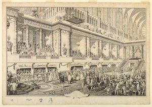 Ludwik XVI we Francji składa przysięgę podczas koronacji autorstwa Jean Michel Moreau le Jeune