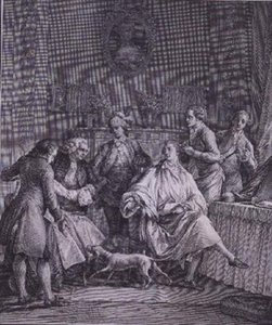 Szatnia Dżentelmena, grawerowana przez P.A. Martini (1739-97)