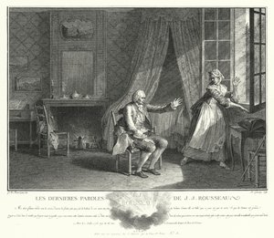 Ostatnie słowa Jean-Jacques Rousseau (rycina) autorstwa Jean Michel the Younger Moreau