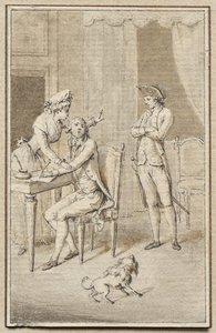 Trzy postacie z psem autorstwa Jean Michel the Younger Moreau