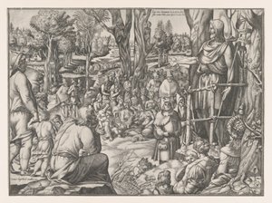 Głoszenie św. Jana na pustyni, 1535-55. autorstwa Jean Mignon