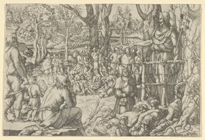 Głoszenie św. Jana na pustyni, 1535-55. autorstwa Jean Mignon