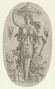 Termin w postaci kobiety z instrumentem muzycznym, 1535-55. autorstwa Jean Mignon