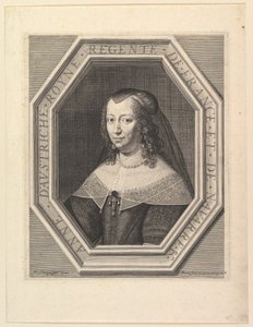 Anna Austriaczka, królowa Francji, w żałobie na dworze. autorstwa Jean Morin