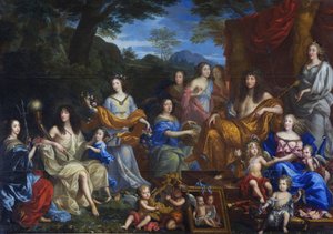 Francuski: Portrait mythologique de la famille de Louis XIV Mitologiczny portret Ludwika XIV i rodziny królewskiej