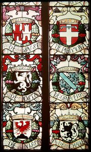 Herby heraldyczne związane z Philibertem Sabaudzkim, mężem darczyńcy, Małgorzaty Austriackiej autorstwa Jean Orquois Jean Brachon Antoine Noisin