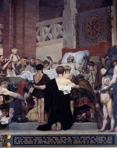Śmierć św. Genowefy, patronki miasta Paryża Malowidło ścienne Jean Paul Laurens (1838-1921) Paryż, Panteon
