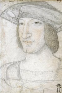 Portret Franciszka I (1494-1547), króla Francji par Perreal, Jean (ok. 1460-1530). Czarna kreda i sangwina na papierze, format 19,1x13,2, I poł. XVI w., Pustelnia Państwowa, Sankt Petersburg