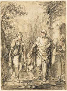 Abraham wypędza Hagar i Ismaela autorstwa Jean Pierre Antoine Tassaert