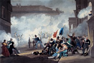 Rewolucja 1830: student Ecole Polytechnique chwycił kawałek armaty podczas zdobywania Palais-Royal 28 lipca