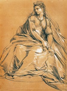 Aktorka Adrienne Lecouvreur (1692-1730) w roli tytułowej w Andromaku, Jean Racine (1639-1699), rysunek, Francja autorstwa Jean Racine