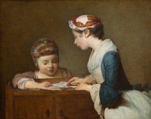 Mała Nauczycielka, po 1740 r. autorstwa Jean Baptiste Simeon Chardin