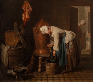 Kobieta czerpiąca wodę z urny na wodę (urna na wodę) autorstwa Jean Baptiste Simeon Chardin