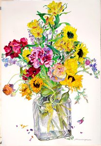 Słoneczniki, Godecja, Alstroemeria, Ranunculus