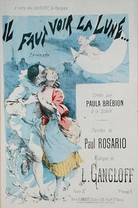 Przednia okładka partytury do „Il Faut Voir la Lune”, muzyka: L. Gangloff, tekst: Paul Rosario, stworzona przez Paulę Brebion w La Scali (kolor grawerowany) autorstwa Jean Ulysse Roy