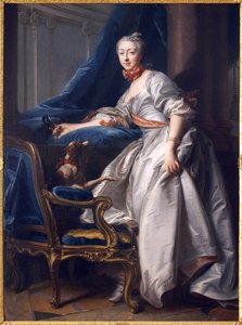 Portret Marii Anny de Montboisier Beaufort Canillac, markizy de Caumont. Obraz Jeana Valade (1709-1787), olej na płótnie