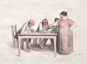 Kieliszek wina (litografia kolorowa) autorstwa Jean Veber
