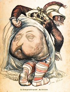 Niemoralny Albion - Edward VII”. Karykatura Jeana Vebera o wojnie burskiej – „L