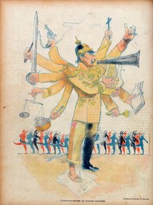 Wilhelm II (1859-1941) (cesarz niemiecki Wilhelm II i król pruski) - męska orkiestra koncertu europejskiego - karykatura w "Le Rire" z 26 listopada 1898 - karykatura Jeana Vebera (1864-1928) - numer poświęcony Wilhelmowi II (1859-1941) a