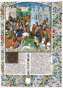 Chronique de la Bouquechardiere, historia świata skomponowana przez Jeana de Courcy, seigneur de Bourg-Achard (pergamin) autorstwa Jean de Courcy