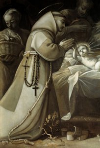 Adoracja pasterzy Mnich modlący się przed Dzieciątkiem Jezus. Obraz Jeana de Saint Igny autorstwa Jean de Saint Igny