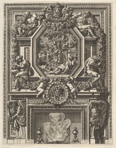 Komin z bachantką nad płaszczem z „Grandes Cheminée”, ca. 1644-66. autorstwa Jean le Pautre