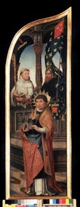 „Reprezentacja św. Wilhelma z Brukseli, św. Bernarda z Clairvaux (San Bernardo di Chiaravalle)” Prawy panel tryptyku Zwiastowanie (Zwiastowanie). Obraz na drewnie Jeana Bellegambe Starszego (1470-1534) Sankt Petersburg, m autorstwa Jean the Elder Bellegambe