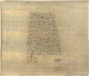Mapa bazowa Alabamy. LOC 2005625108 autorstwa Jedediah Hotchkiss