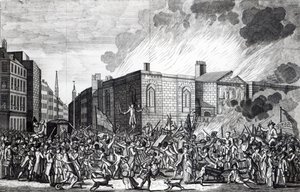 Dokładne przedstawienie spalenia, plądrowania i zniszczenia Newgate przez rebeliantów pamiętnego dnia 7 czerwca 1780 r., wyryte przez Henry