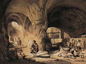 Arabski młyn „Molinos de la Mina”, kolorowa litografia