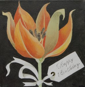 Tulipan, Wszystkiego najlepszego (akryl) autorstwa Jennifer Abbott