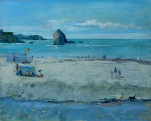 Thurlestone Rock, Devon. olej na płótnie , 2016 autorstwa Jennifer Wright