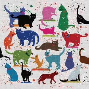 Cat Love, 2022 (technika mieszana) autorstwa Jenny Frean