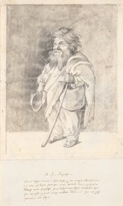 Rzymski karzeł Francesco Ravai, zwany Bajocco. Pełna figura, profil w trzech czwartych po lewej stronie autorstwa Jens Juel
