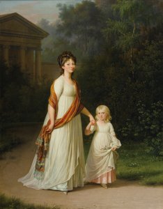 Marie Sophie Frederikke, księżniczka Danii i jej córka, księżniczka Karolina autorstwa Jens Juel