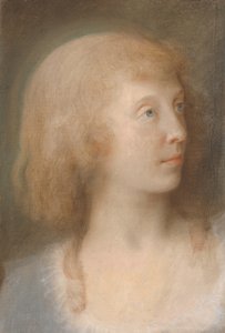 Portret Anny Barbary Damkier, trzy czwarte profilu po lewej autorstwa Jens Juel