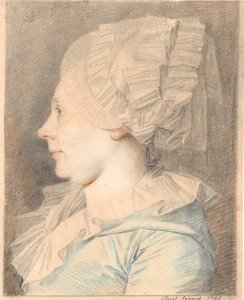 Portret Anne Cathrine Maaløe, urodzonej w Basse. Profil po lewej autorstwa Jens Juel