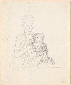 Projekt do portretu hrabiny Zofii Magdaleny Raben z domu von Qualen z najstarszym synem, ur. 1784 autorstwa Jens Juel
