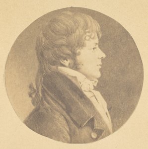 Portret mezzotinty przedstawiający młodego mężczyznę z profilu, z kolekcji portretów St. Memin, 1862.