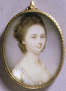 Portretowa Miniatura Damy w Białej Sukni, ok. 1780-85 (akwarela na kości słoniowej) autorstwa Jeremiah Meyer