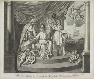 Alegoria sojuszu z Francją, 1795 Związek Wspólnot Francuskich i Batawskich (tytuł na obiekcie) autorstwa Jeremias Snoek