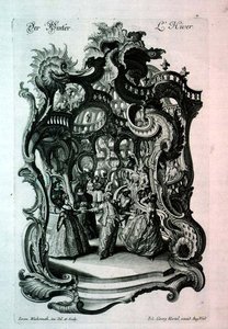 Zimowe, rokokowe nuty przedstawiające bal przebierańców, pub. autorstwa Johanna Georga Hertel autorstwa Jeremias Wachsmuth