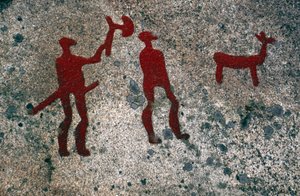 Zasadzka, rzeźba naskalna z epoki brązu, Tanum, Västra Götaland, Szwecja autorstwa Jerker Norlander