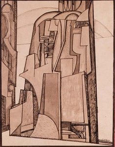 Krajobraz, c.1914 (pióro i atrament) autorstwa Jessica Desmott