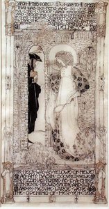 Bezczynność, z „Romów róży” Chaucera (ok. 1342-1400) (tusz i złota farba na welinie)