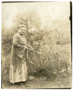Pani Alzirc Hewitt Wade - 88 lat - w ogrodzie Ossining, NY, ok. 1905-28 (zdjęcie żelatynowo-srebrowe) autorstwa Jessie Tarbox Beals
