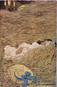 Dziewczyna w strychu na siano, z „Ogrodu Dziecka wersetów” Roberta Louisa Stevensona, opublikowana w 1885 (kolor lito) autorstwa Jessie Willcox Smith